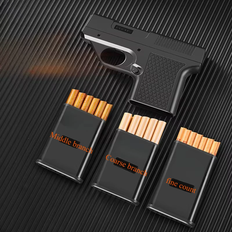 Pistol Style Lighters with 3 Cigarette Case Jet Turb Lighter Gas Lighter Capacity 10PCS Windproof Cigar Lighter Gadgets for Men