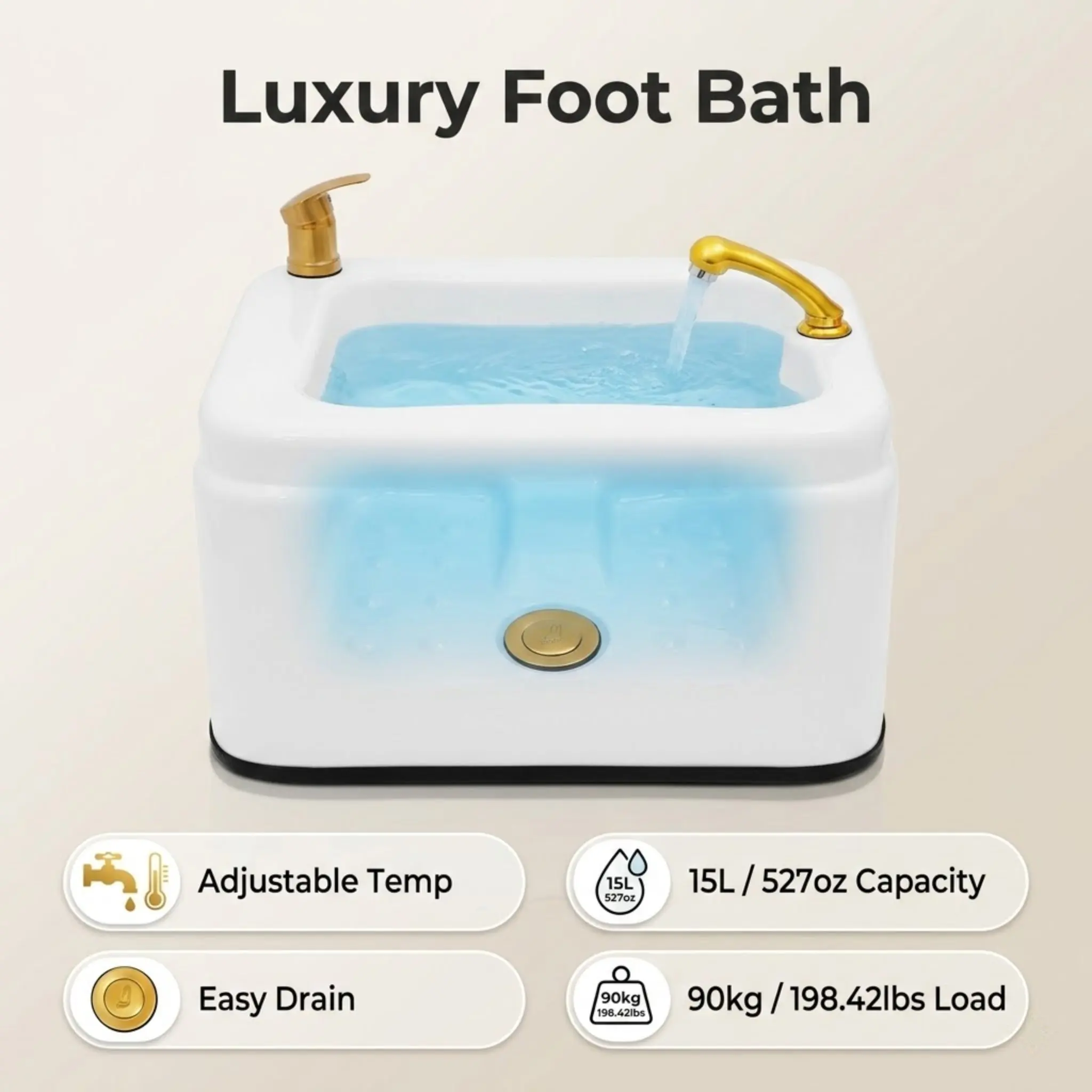 

Акриловая ванночка для ног для дома и салона, напольная, 15 л, с массажными точками, регулировкой горячей и холодной воды, выдвижным распылителем