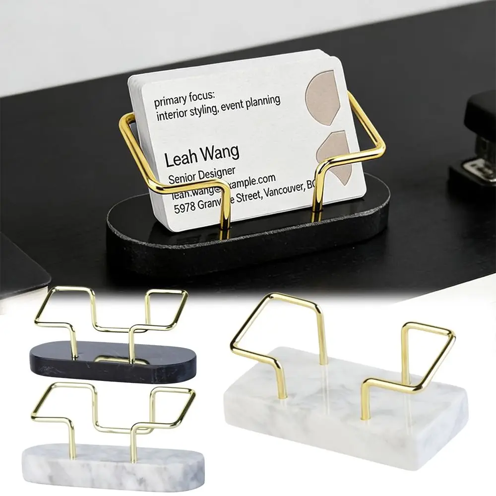 Marble Material Marble Business Card Holder Gold Metal Frame Metal Frame Metal Business Card Holder Durable Materia