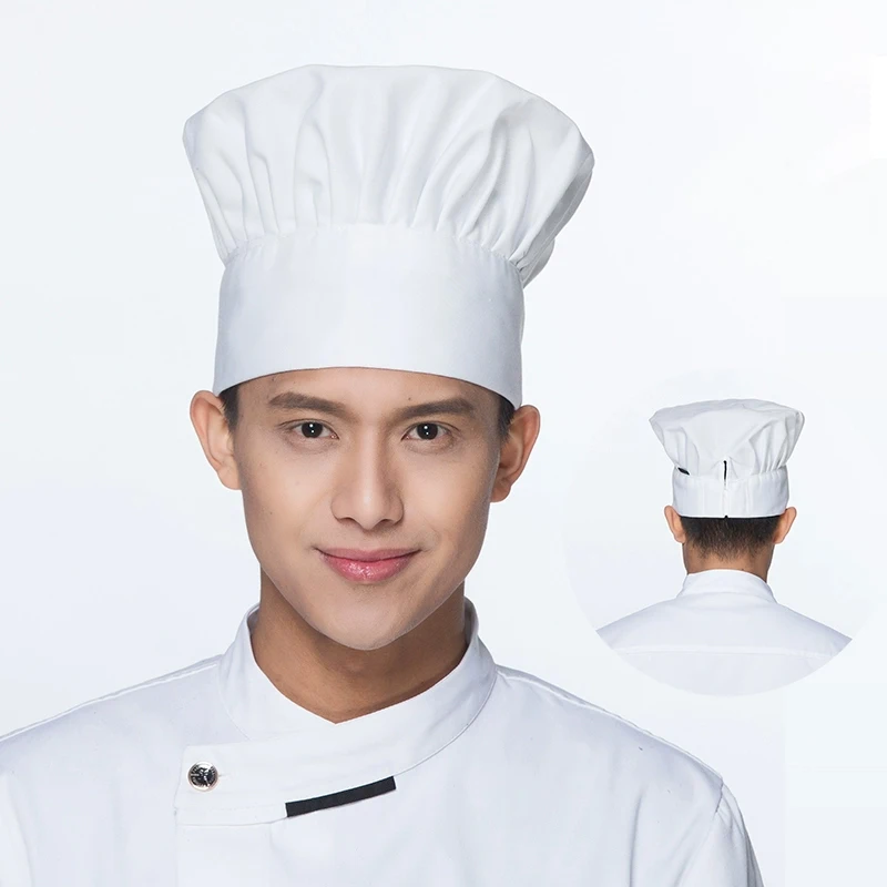 フードサービスキッチンワークキャップ8個/4個調節可能なシェフハットケータリング作業食堂カフェベーキング家庭用キッチン調理キャップ