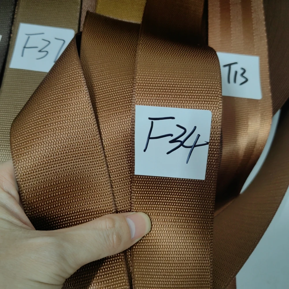 JOORMOM 3-30M Brown（F34）EU Lock Edge Fishline Seat Belt Car Modification High Strength Polyester Seat Belt Webbing
