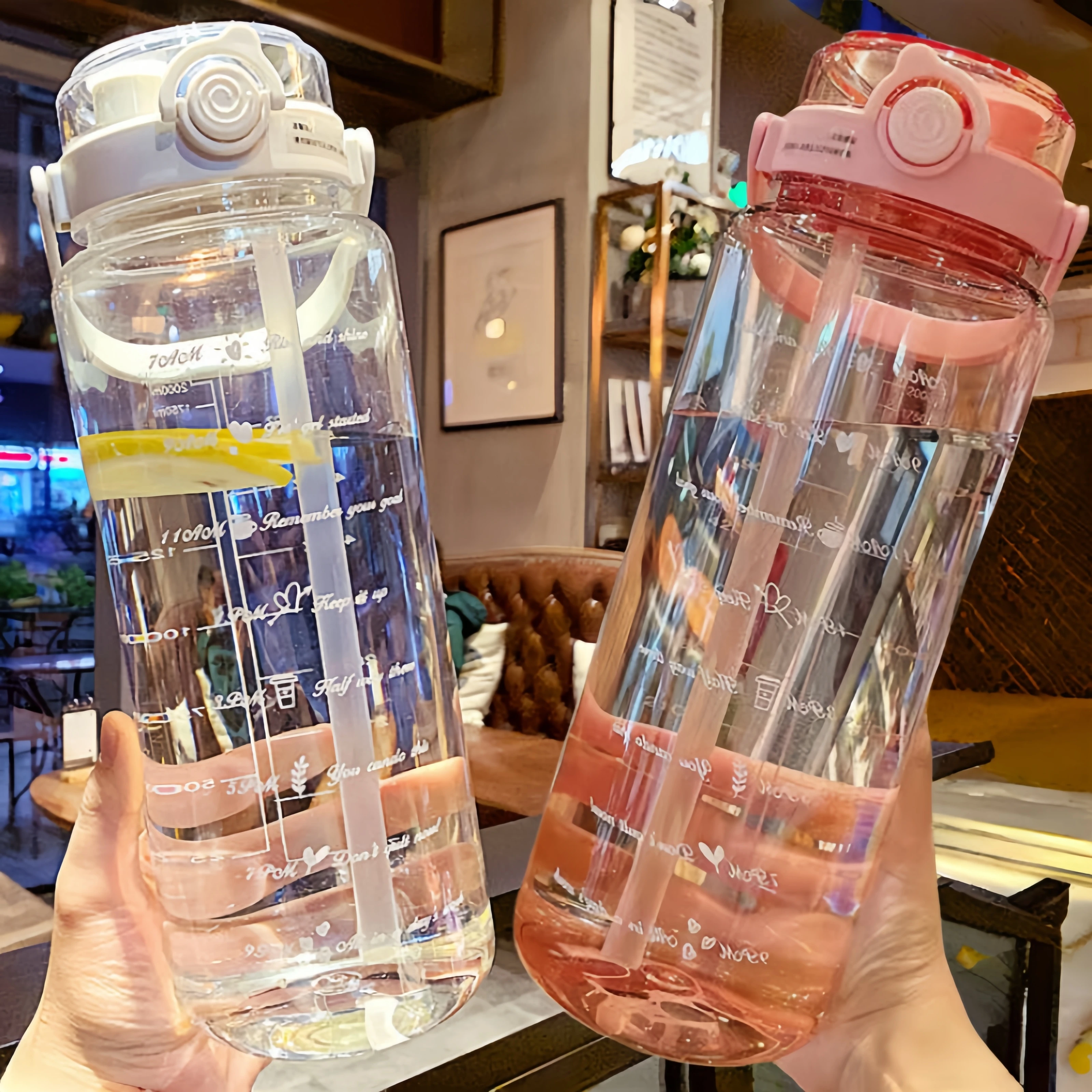 

2-литровая спортивная бутылка для воды большой емкости с маркером времени, соломой и ручкой, пластиковая чашка для воды, инструменты для питья на открытом воздухе, для кемпинга, путешествий