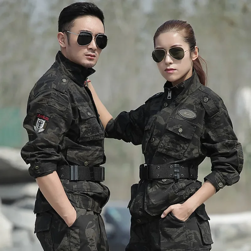 Winter cotton warm hunting camouflage suit, men's and women's black tactical hunting uniforms
