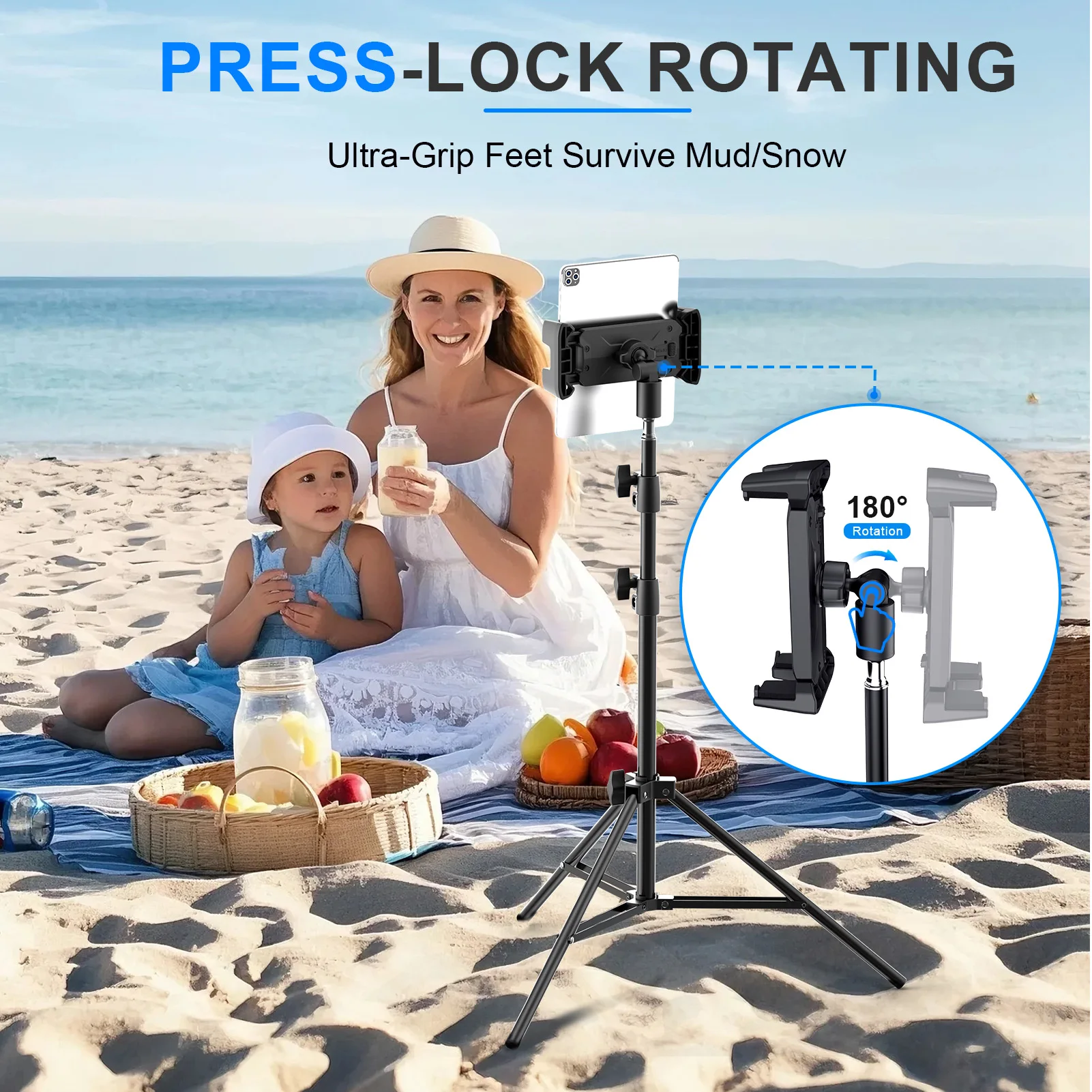 Floor Tripod Tablet Stand Height Adjustable Holder Mount Lazy Bracket for IPad Pro Air 12.9 Iphone 16 15 Max Samsung Cell Phone view 5