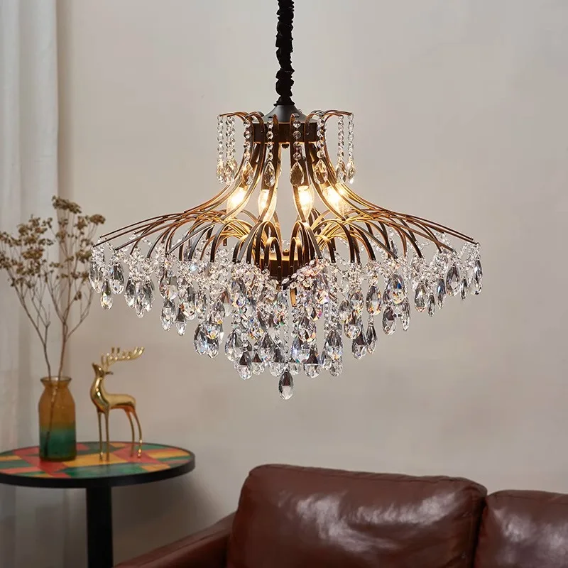 

Ретро люстра для гостиной E14 винтажный американский стиль черное золото потолочная люстра бытовой светильник для столовой