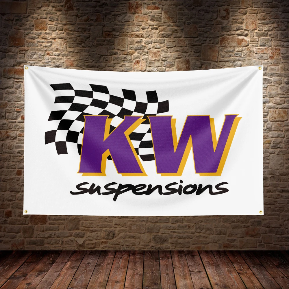 3x5 Ft KW SUSPENSIONS Flag Polyester Digital Printed Logo Banner For Car Club Flag Decoration Banner Flag Banner