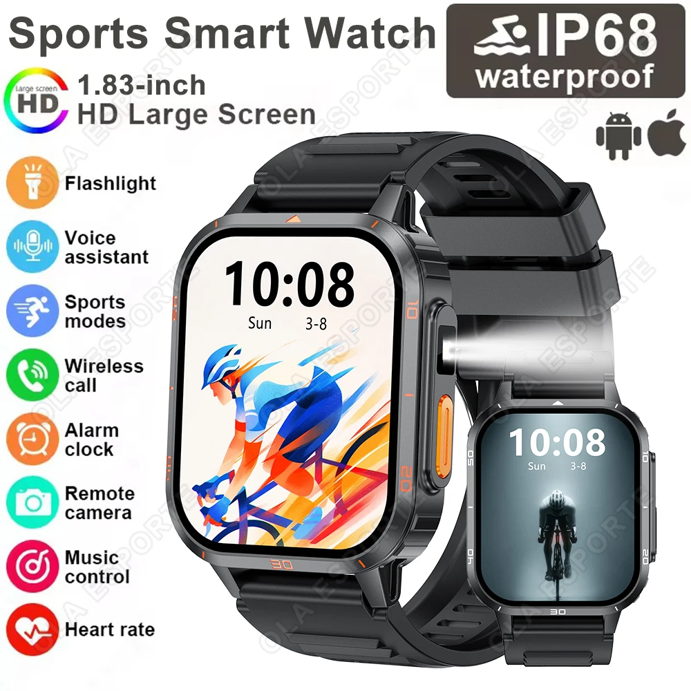 Smartwatch für Herren 1,83 Zoll HD-Bildschirm Bluetooth-Anruf Gesundheitsmonitor IP68 Wasserdicht Sport Smartwatch für Damen Neu für Android IOS HW12