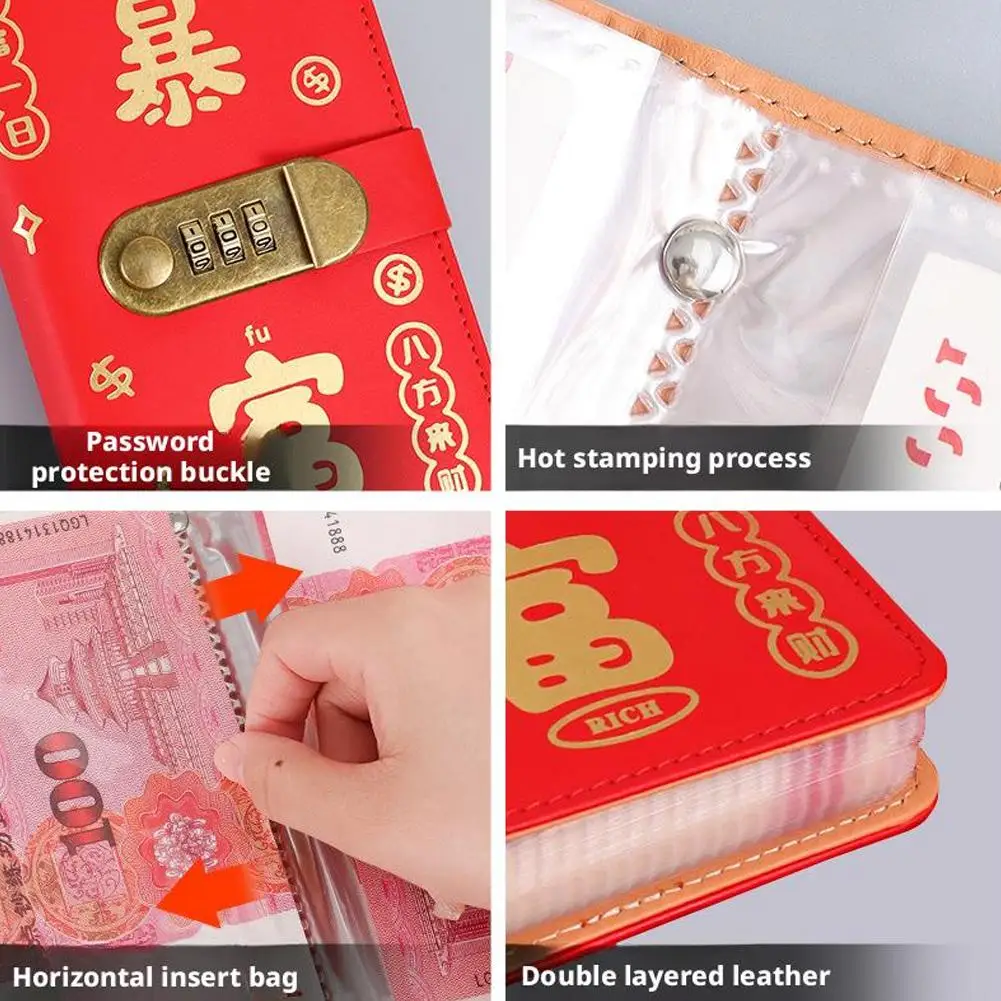 Save Money  Envelopes Money Saving Challeng With Password Lock PU Mini Binder Savings Challenge Reusable Waterproof