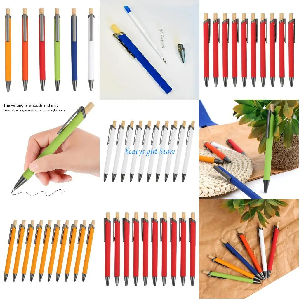 

C7AB 10Pcs Retractable Metal Ballpoint Pen Business Signing Pen with Metal Pen Clip 1.0mm Smooth to Write for Office School