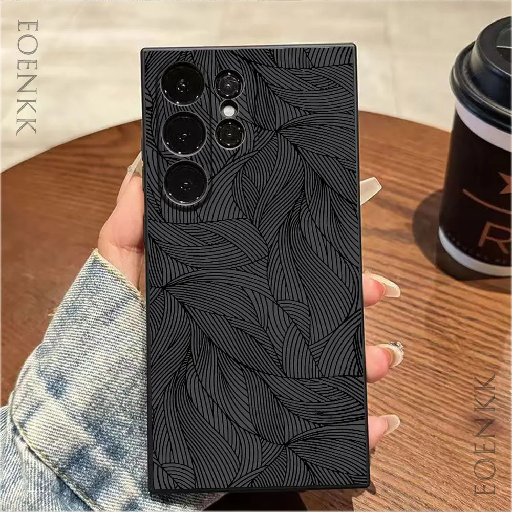 Plain Black Pattern Phone Case For Samsung Galaxy S25 S24 S23 S22 S21 Ultra FE A25 A32 A33 A72 A73 Note 10 20 Plus 5G Soft Cover