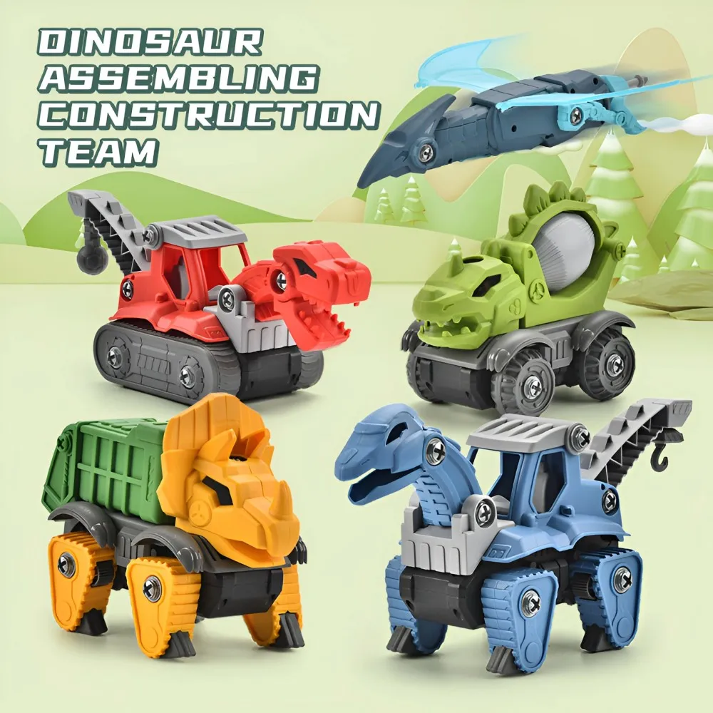 Lot de 5 dinosaures à démonter avec perceuse électrique, jouet de construction pour garçons, cadeau d'anniversaire de noël idéal