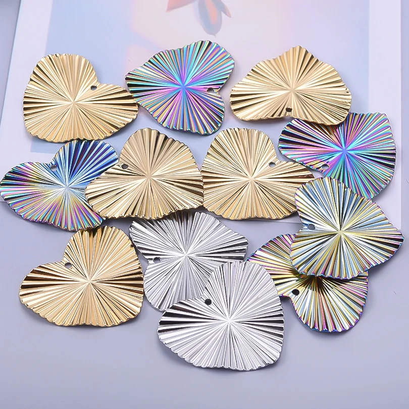 7Pcs/Lot Stainless Steel Hollow Stamping Blank Round Oval Frame Pendant Geometric Irregular Textured  Charms Jewelry Accessories