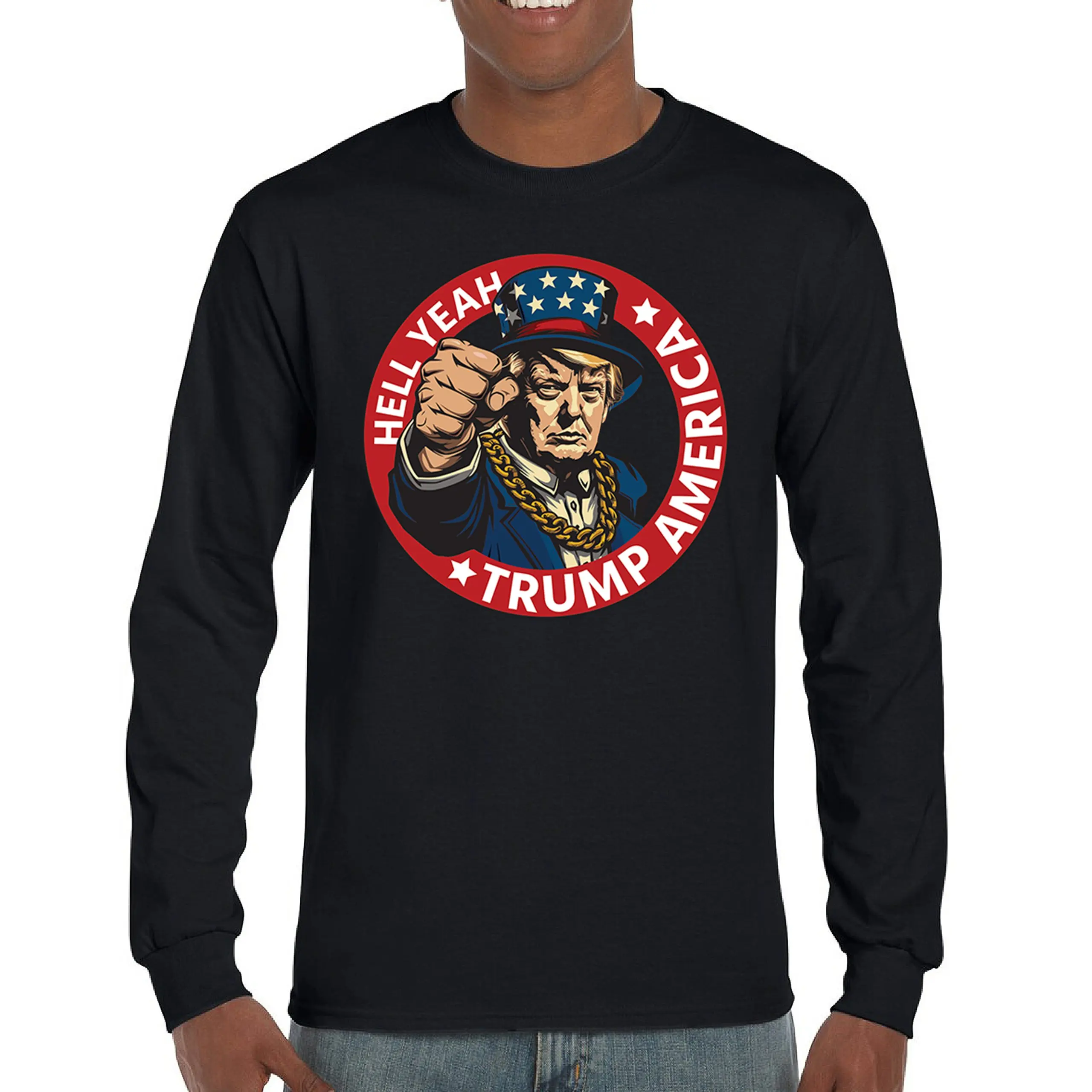 Trump America Hell Yeah Long Sleeve T-shirt MAGA 2024 USA First 47 President