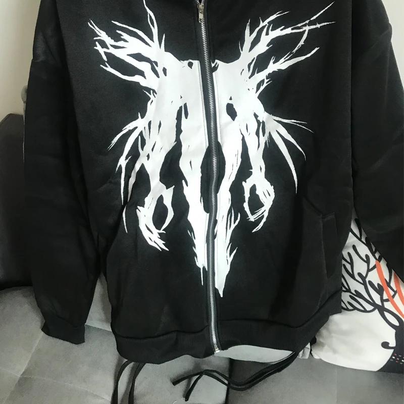 Bluzy z kapturem Anime luźna damska bluza 2024 drukowanie zamek męska bluza z kapturem O-Neck damska kurtka zapinana na zamek bluza z kapturem