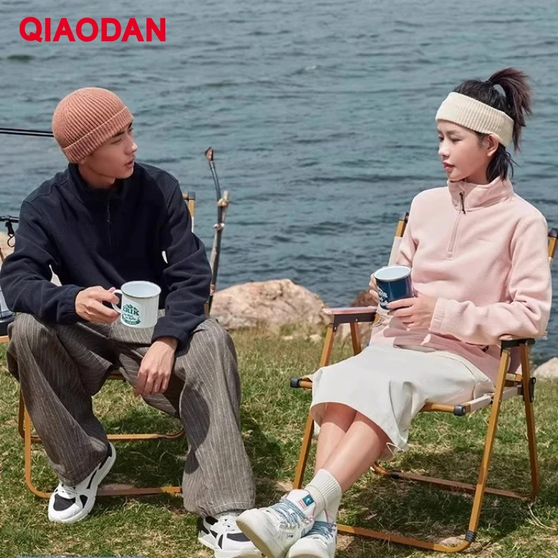 

QIAODAN Women Sportwear Sweaters 2025 Autumn Polar Fleece Warm Stand Neck Long Sleeve Outdoor Lightweight Sweatshirt XWD42221356