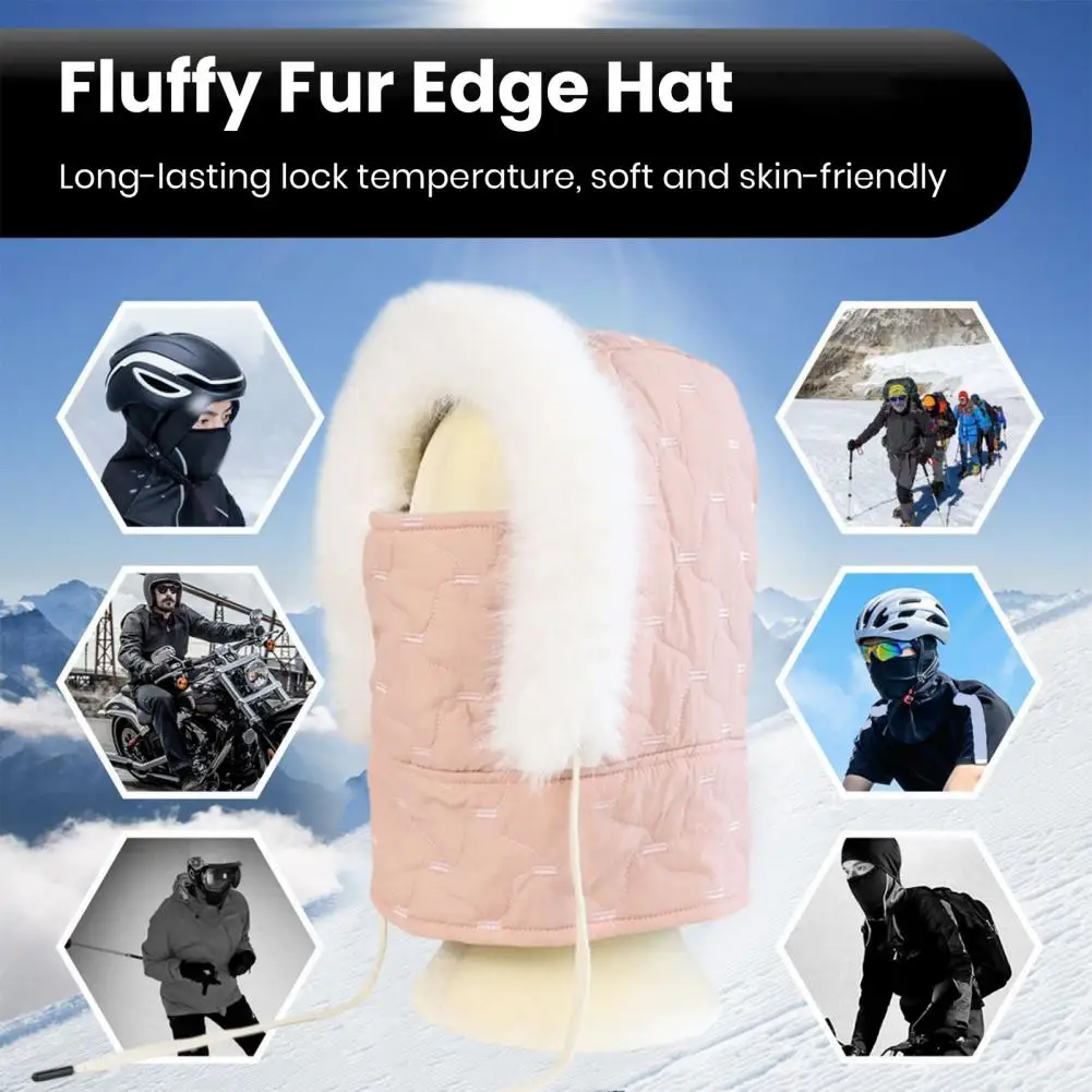 Winter Hat Cold-proof Head Cap Lei Feng Hat Winter Headgear with Soft Plush Lining Fluffy Fur Edge Face Guard for Weather