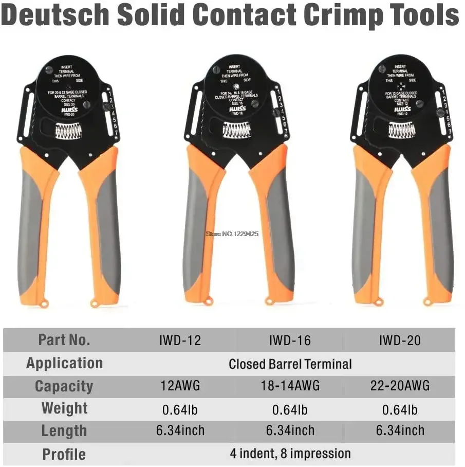 

IWISS KIT-DC01/DC02 Automotive Rapair Mult Tool Kit Crimping Tools Set Removal Tools For Deutsch TerminalsWeather Pack Terminals