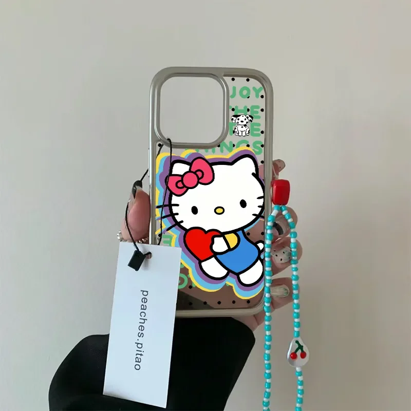 Cartoon Sanrio Red Bowknot Hello Kitty Phone Case For iPhone16 Pro Max 15 14 13 12 11 Xr Xs Max 7  8 PLUS Y2K Speckle Phone Case