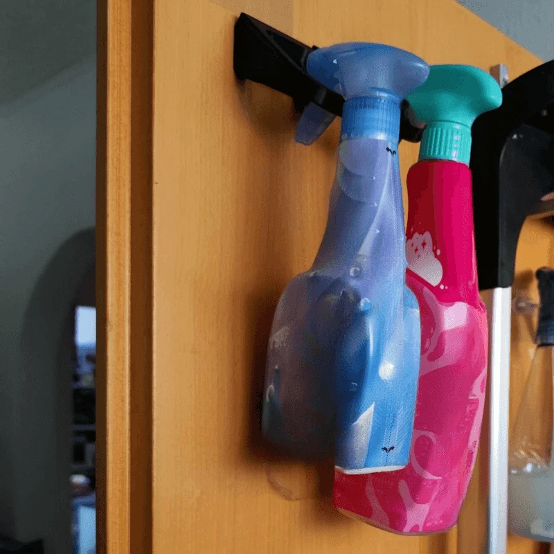 Soporte de Pared para Botellas de Spray, Colgador con Tornillos o Adhesivo para Botellas de Limpieza, Estante de Almacenamiento que Ahorra Espacio para Cocina y Hogar
