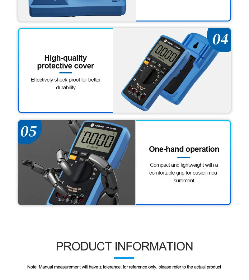 SUNSHINE DT-17N 2.0 Digitalmultimeter Smart Anti-Burn, Kontinuitätssummer, hochpräzise Messung, Reparaturwerkzeuge mit schneller Reaktion – Detail 16