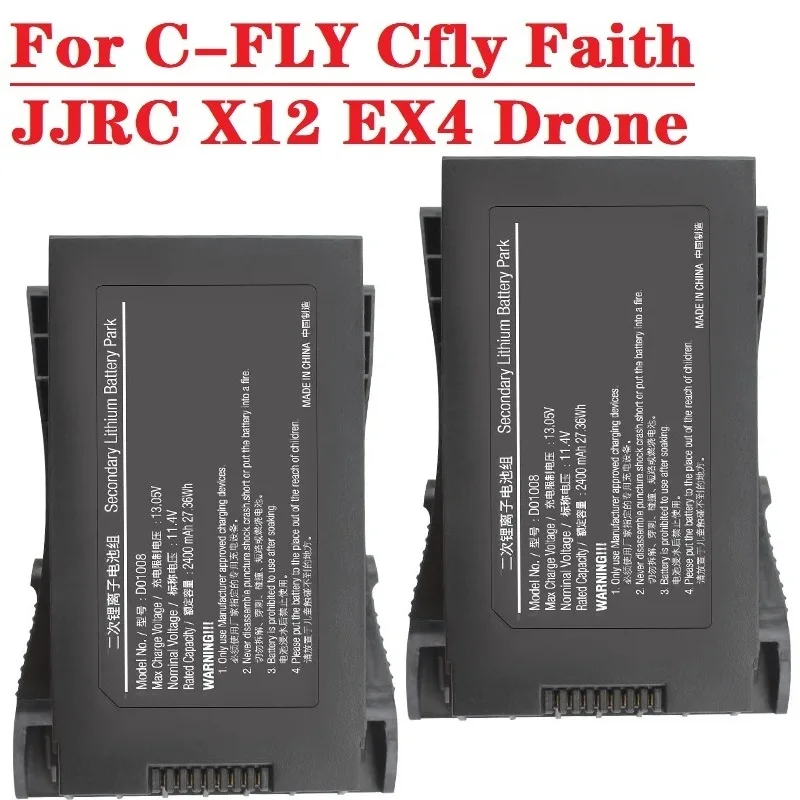 Oryginalny akumulator LiPo JJRC X12 EX4 11.4V 2400mAh do drona C-FLY Cfly Faith FPV RC GPS Drone Części zamienne Akcesoria