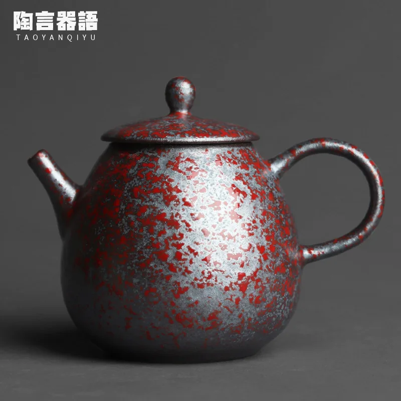 Kiln Baked Silver Spot Glaze Perfect Teapot Vintage Pottery Handmade Pottery Kung Fu Tea Ceremony Handheld Tea Maker