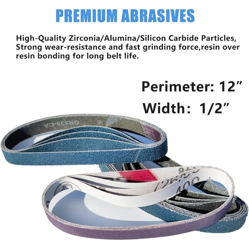 مجموعة أحزمة صنفرة ملونة مكونة من 16 قطعة، 0.5*12 بوصة (13*305 مم)، 80-3000 حصى لكل اثنين، لصنفرة الأثاث ومشاريع DIY. #2