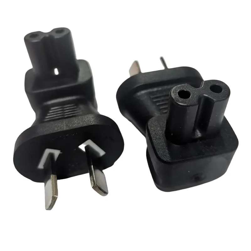 Schwarzer 90-Grad-Winkel AU 2-poliger auf C7-Stromkabelstecker Australien Neuseeland Stecker auf Abbildung 8 Buchse Konverterbuchse