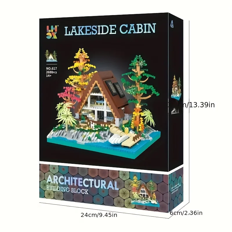 2688PCS Kreative Kabine Holz Haus Bausteine Street View Villa Landhaus Architektur Micro Ziegel Spielzeug Kind Für Geschenke