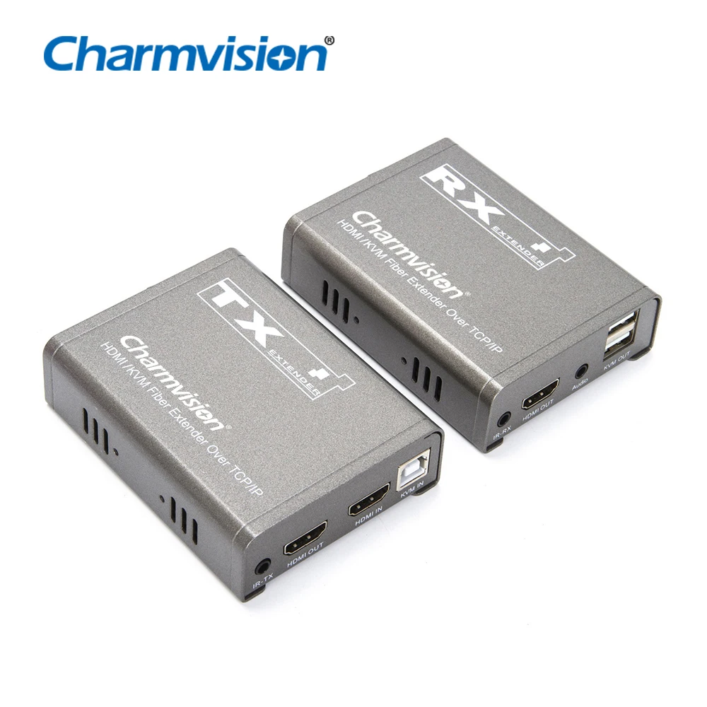 Charmvision EVO-1UH 20Km Fiber HDMI KVM Extender 4K 1080P SC FC HD Single Optic RX 3.5mm Audio Video Separation USB K/M Convert