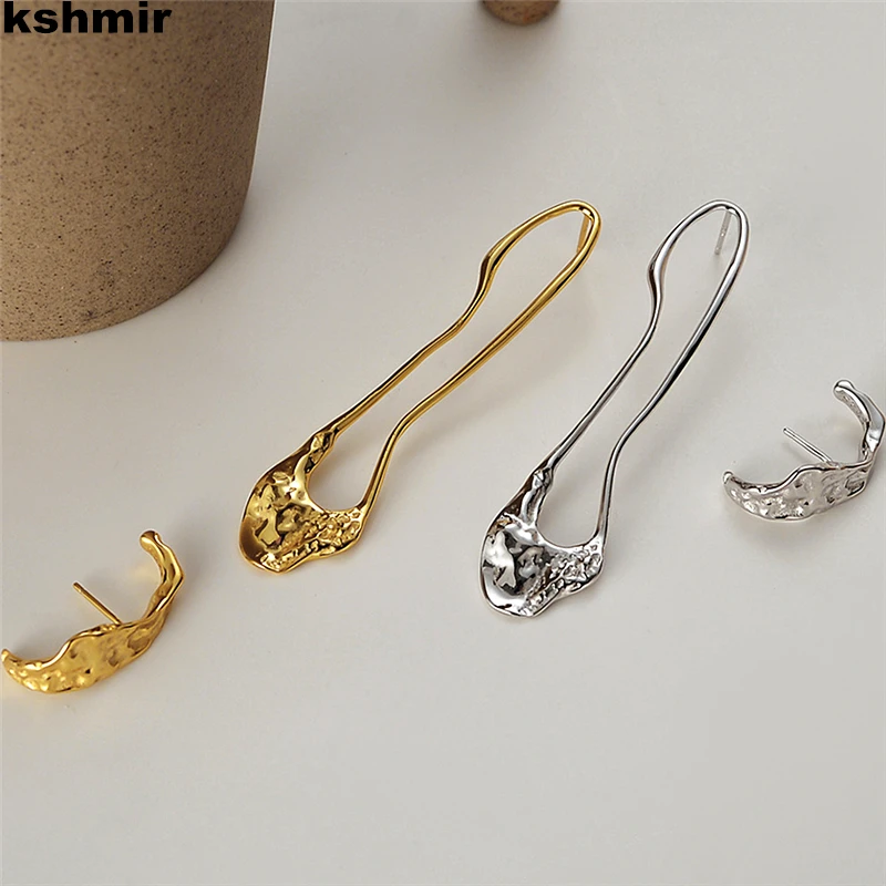 2024 European and American simple asymmetrical texture earrings for women long irregular line earrings wholesale