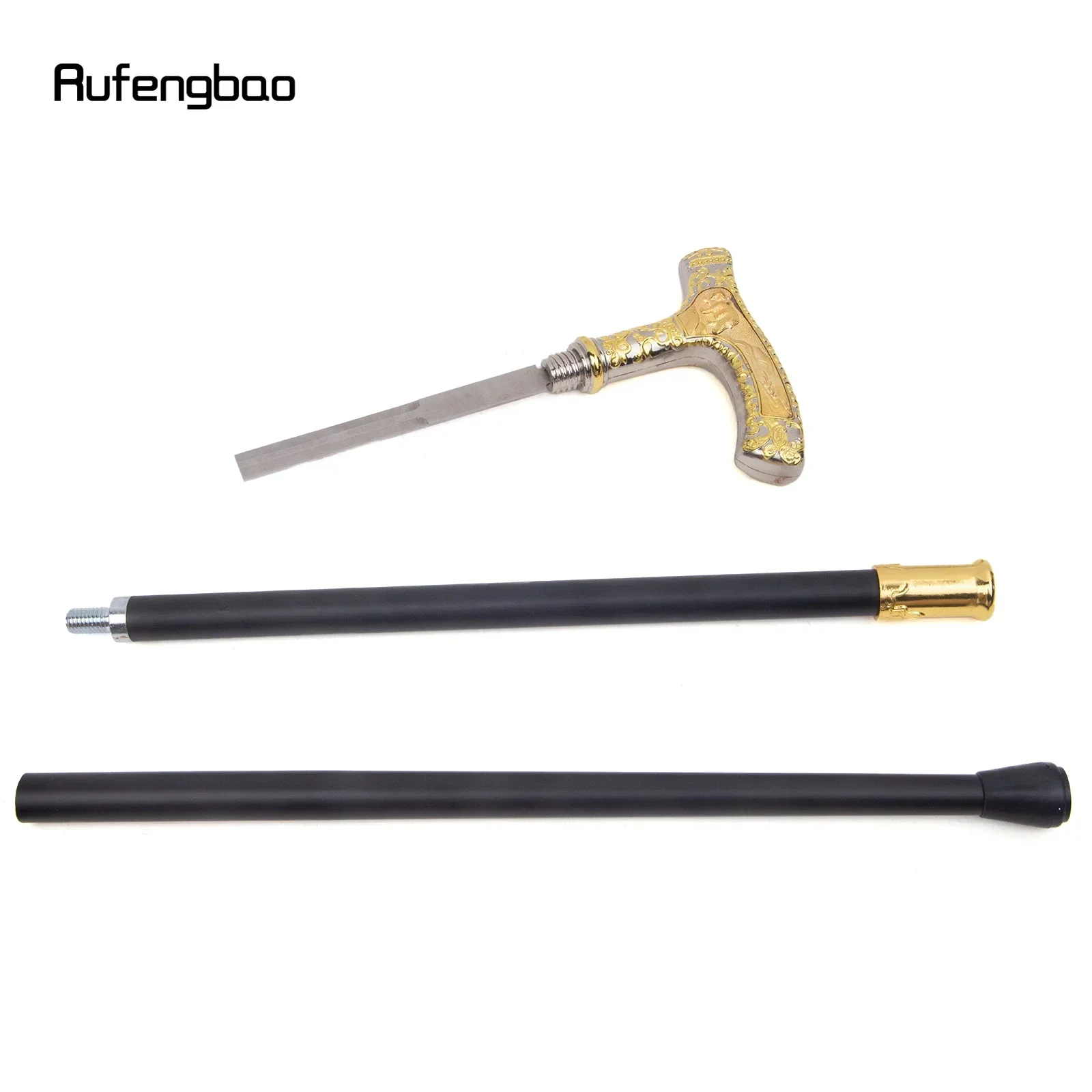 عصا المشي بمقبض الدب الفاخر باللون الأبيض الذهبي مع لوحة مخفية لأداء الدفاع عن النفس عصا قصب 90 سم #3