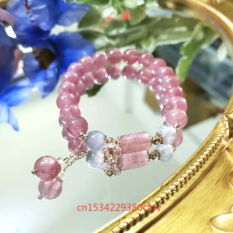 Princess Style New Naturally Pink Crystal Flower Bracelet Sweet Refreshing Charm Jewellery Fashion Handmade Exquisite Gift