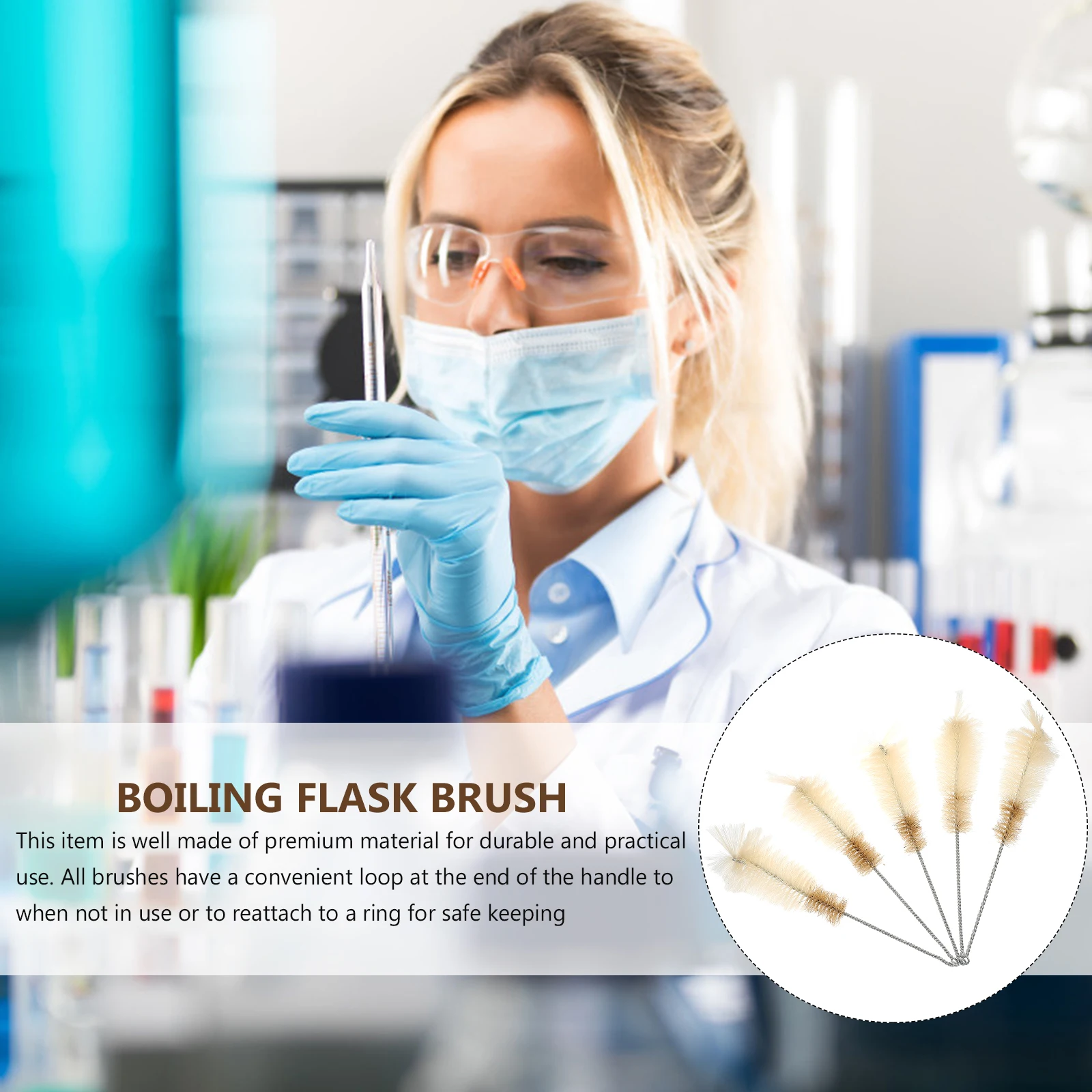 

5pcs Test Tube Brush Erlenmeyer Flask Cleaner Conical Laboratory Boiling Scratchless Bottle Lab Equipment Teaching Accessories