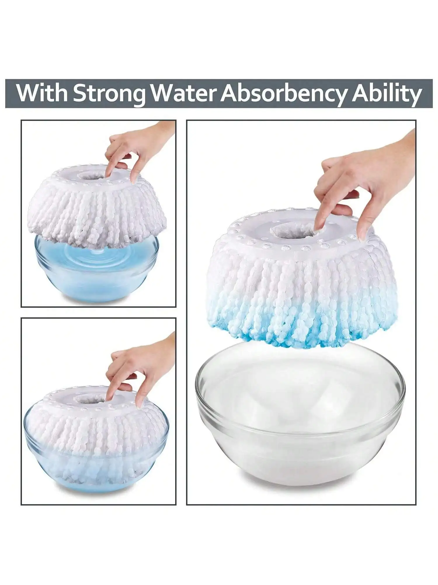 4 Pack Spin Mop Heads Compatible with Hurricane, Mopnado, Casabella and Other Standard Size Spin Mop, Durable Microfiber Mop