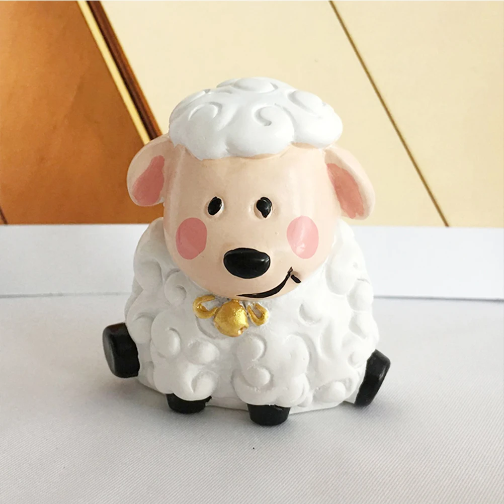 

6Pcs Resin Animal Sheep Cake Ornaments Cartoon Design Birthday Party Dessert Decor Cute Spring Decoration for Car Desk Bedroom