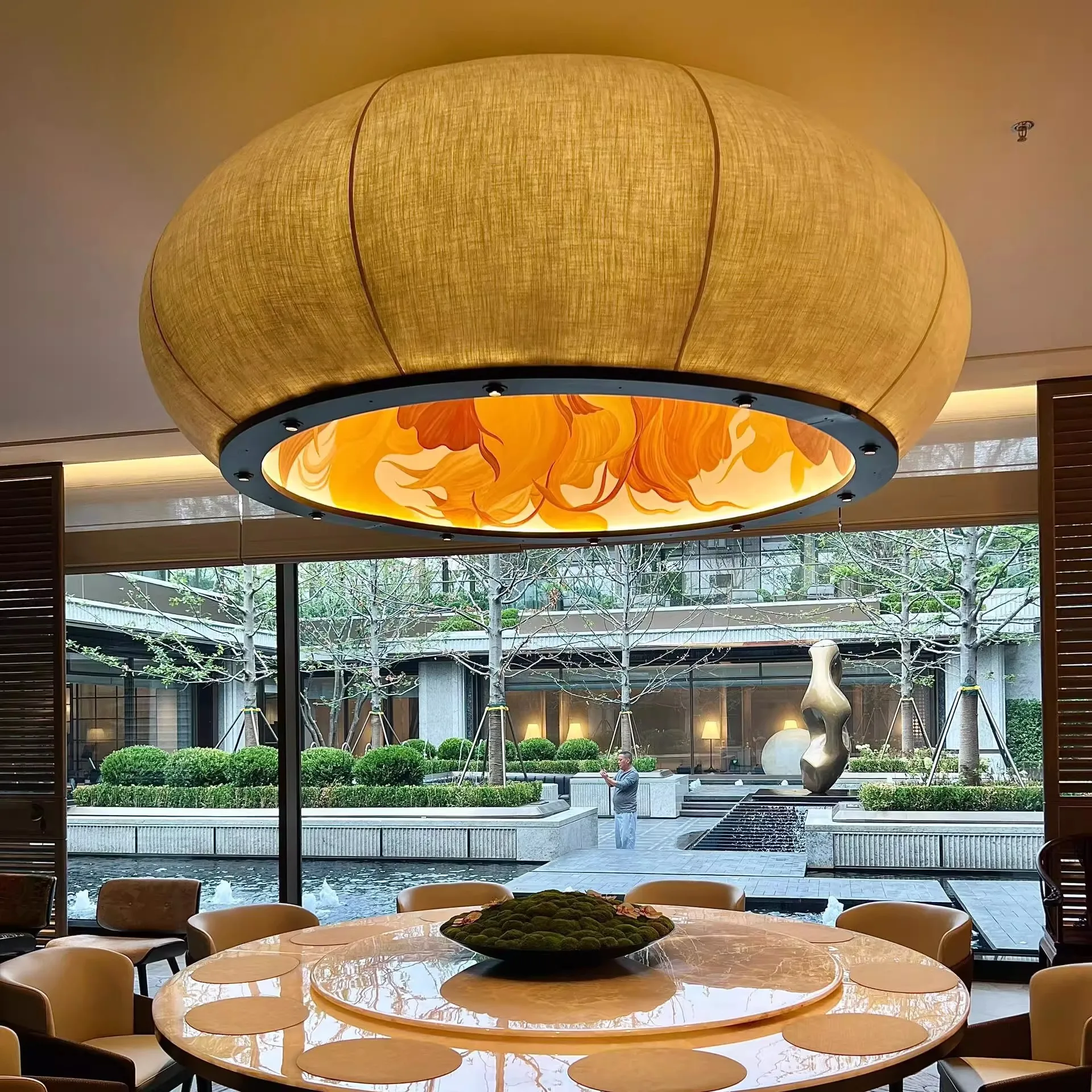 Новый китайский стиль окрашенный вестибюль отеля FRP клуб ресторан отель кейтеринг частная комната выставочный зал круглый