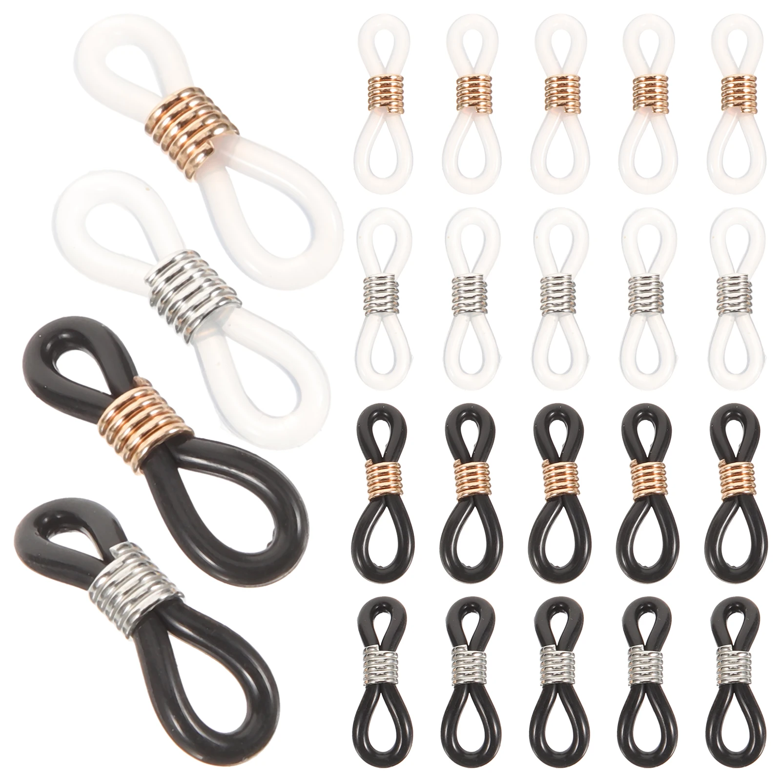 

100pcs Eyewear Accessories Soft Silicone Chain Rings Connector for Glasses Cord Non Slip AdjustableEyeglass Holder Women