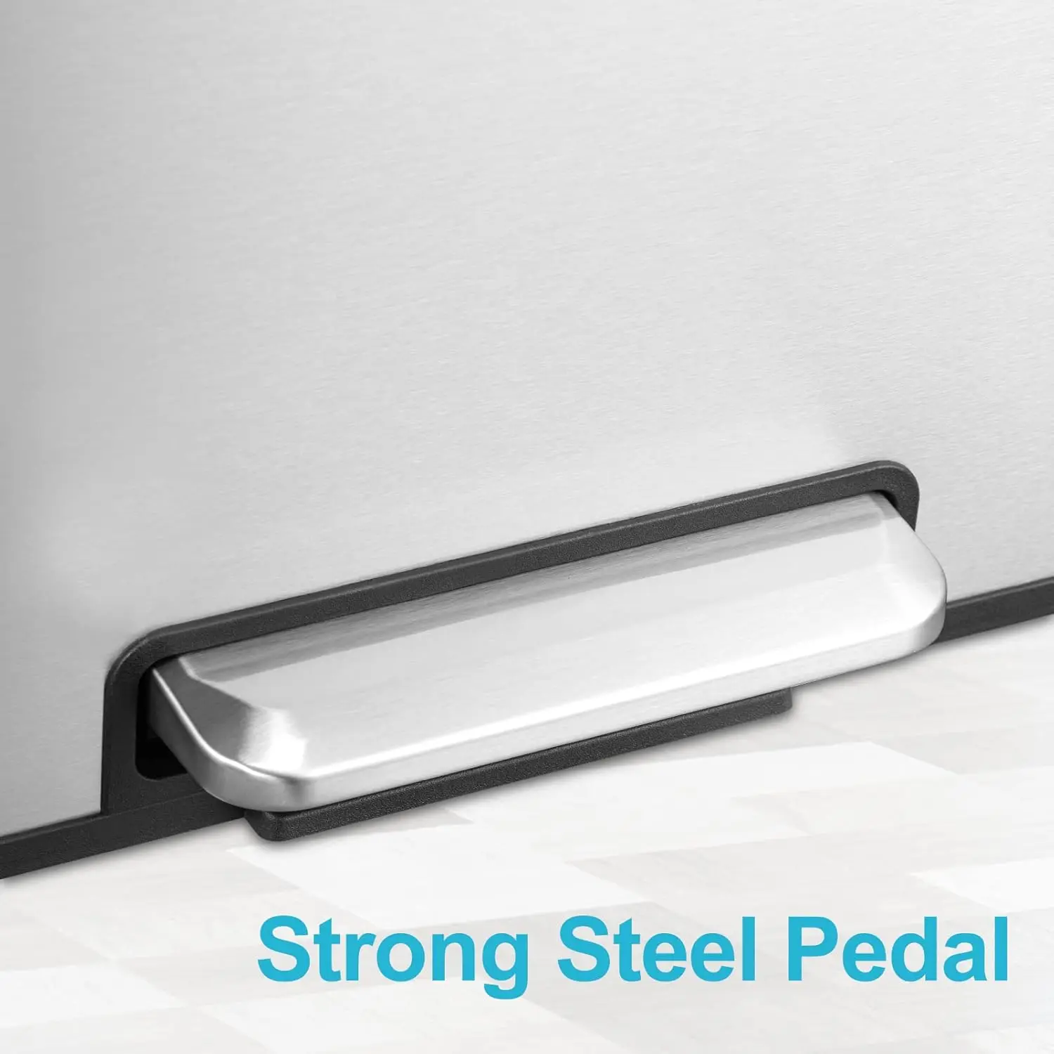 سلة المهملات الفضية المستطيلة المصنوعة من الفولاذ المقاوم للصدأ 2 × 4 جالون (2 × 15 لتر) سلة المهملات الفولاذية مع غطاء ودلو داخلي