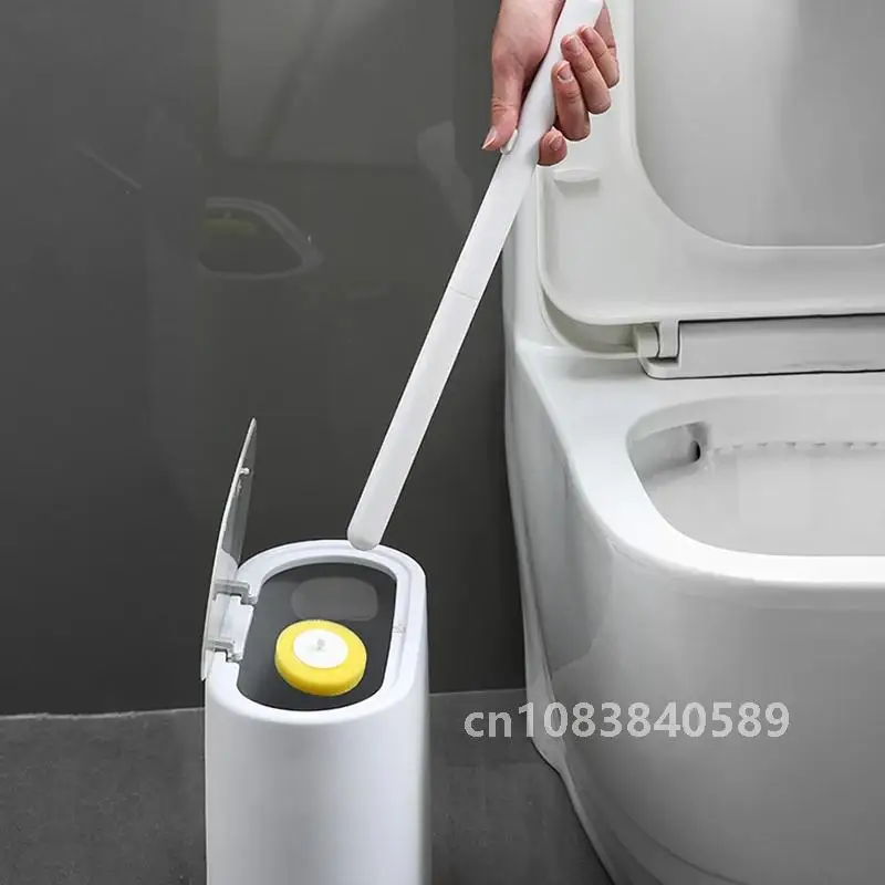 IZEFS-cepillo de baño desechable con líquido de limpieza, herramienta de limpieza montada en la pared para cabezal de cepillo de repuesto para baño, accesorios para Wc