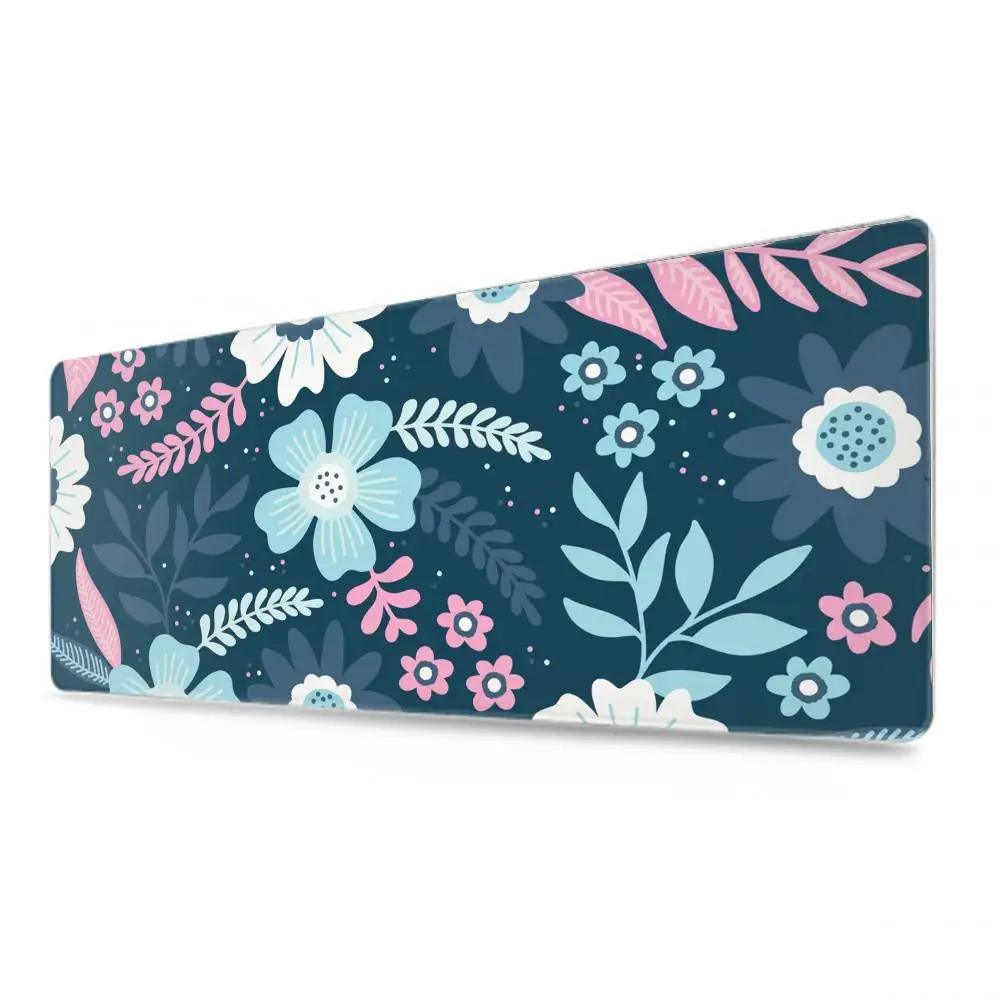 Mauspad mit Blumenmuster, Spielzubehör, Tastaturpad, XXL, große Verriegelungskante, 900 x 400 mm, Tischmatte, Gaming-Mauspad