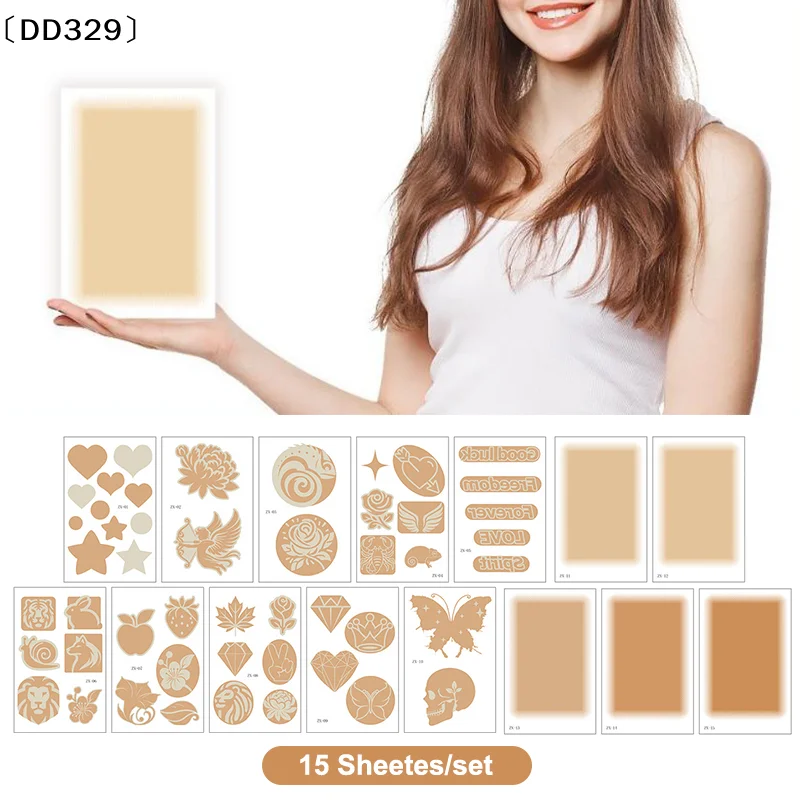 

15 Sheets Tattoo Cover Up Patch Tattoo Masking Tape Ultra Thin Patch For Tattoo Scar Birthmarks Invisible Waterproof Skin〔DD329〕