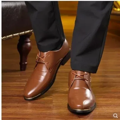 Zapatos de cuero para hombre, zapatos informales con cordones, vestido de negocios, zapatos para hombre, transpirables, resistentes al desgaste para