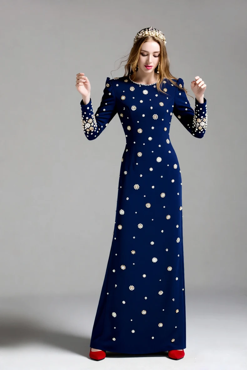 فستان سهرة نسائي طويل الأكمام أنيق من حجر الراين مزين بالخرز فستان رسمي لحفلات الزفاف والحفلات والمناسبات #6