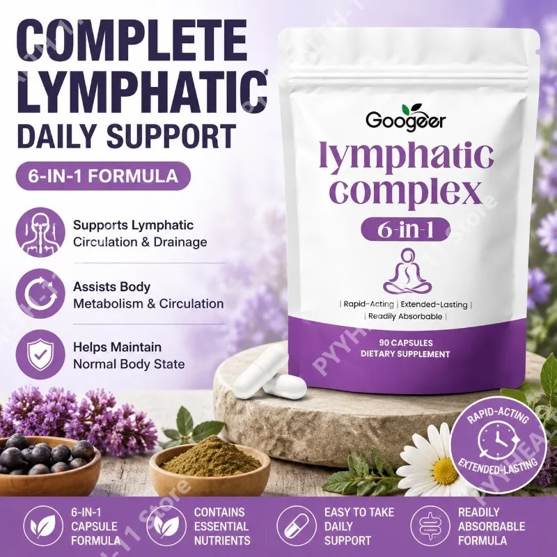Googeer Lymphatic Complex 6-in-1 Capsules with Lymphatic Circulation and Drainage Support Magnesium Zinc Minerals 90 Capsules