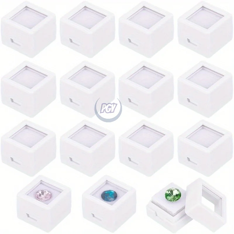

36 шт., акриловые коробки для демонстрации драгоценных камней, прозрачные крышки, контейнер для хранения ювелирных изделий для драгоценных камней, монет, бриллиантов, подарочная упаковка, органайзер для ювелирных изделий