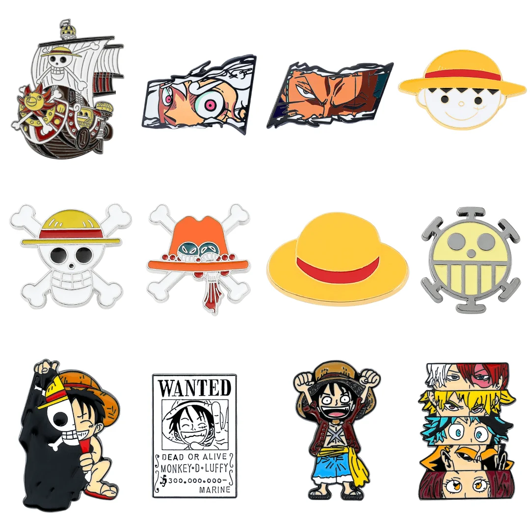 Popular Anime Brooches Luffy Zoro Ace Sunny Go Backpack Matching Apparel Pins Jewelry Brooch Gift