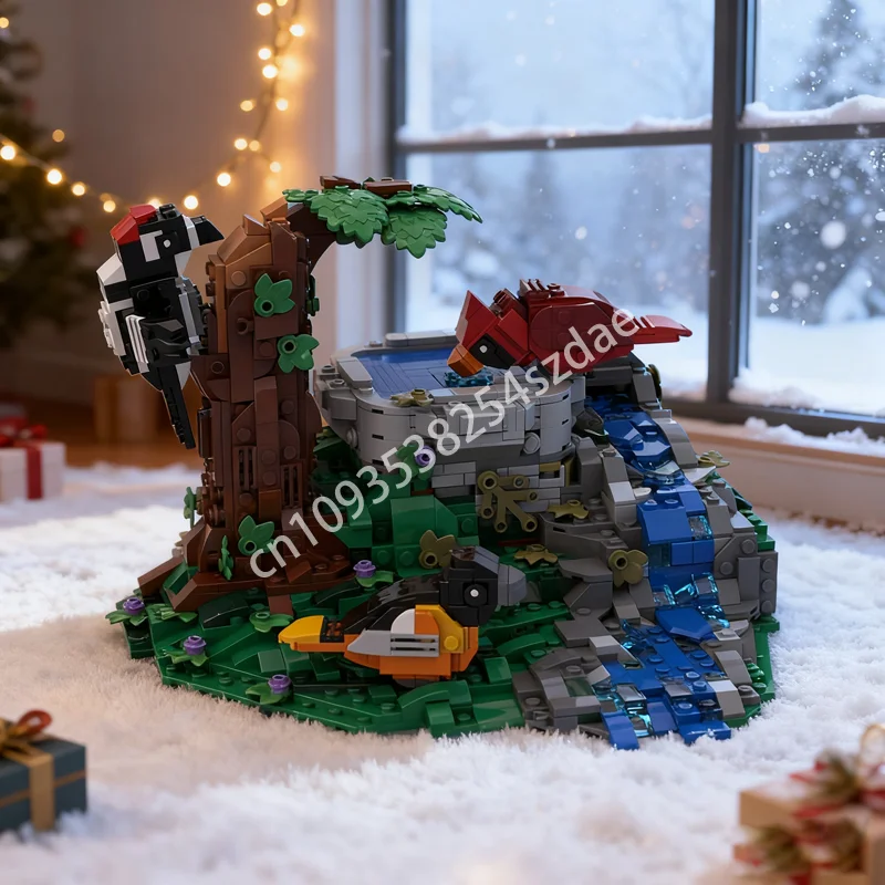 1156 Uds. MOC modelo de baño de pájaros de verano, bloques de construcción DIY, educación creativa, regalos de Navidad, juguete de ladrillo, cumpleaños para niños