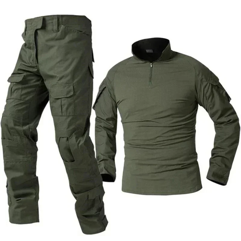 

Green Outdoor Sets Men Tactical Uniform SuitCargo Breathable Shirts+ Hunting Pants Training Paintball Suit Wear Resistant New