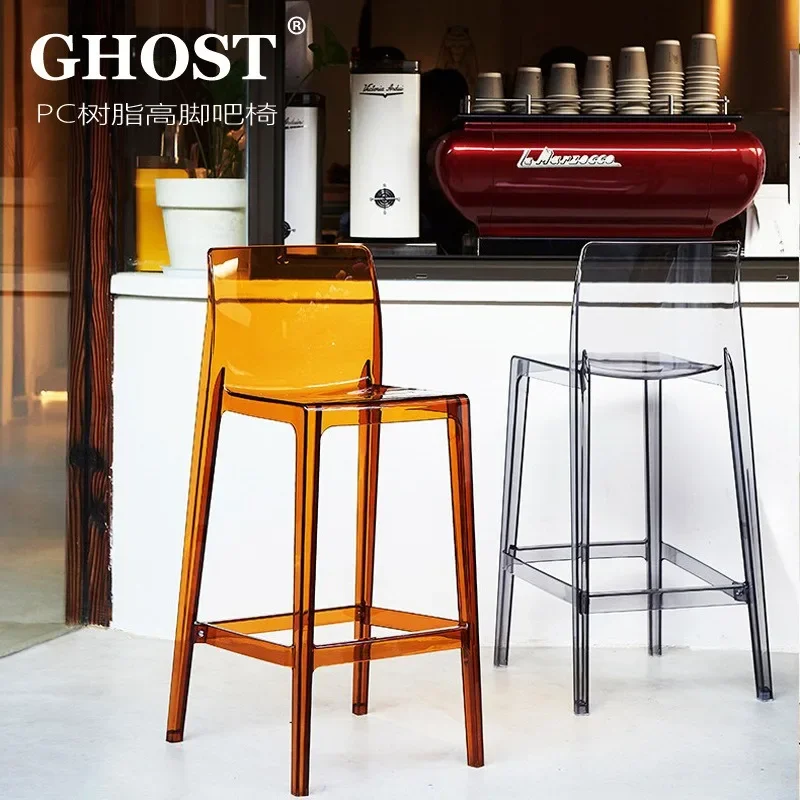 Tabouret haut en acrylique transparent pour célébrité Internet, chaise de bar à dossier haut, meubles simples pour la maison, 73 bars